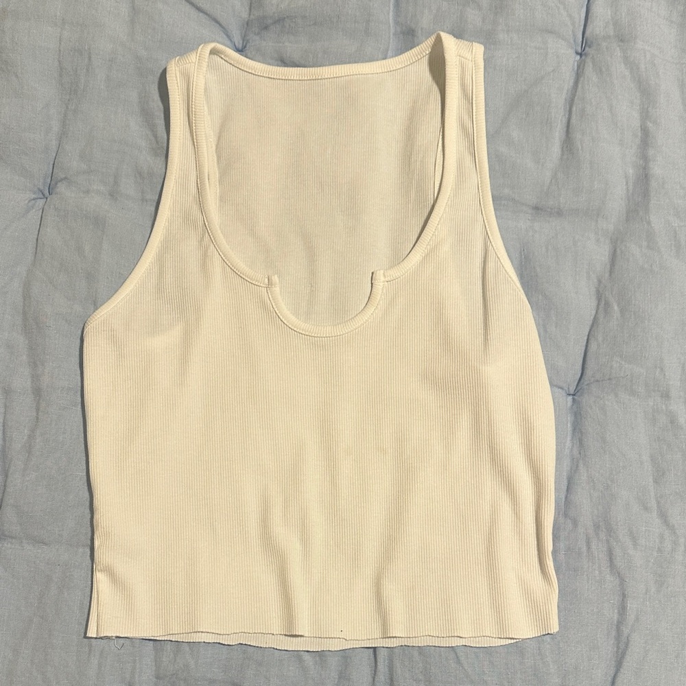 White Ribbed Women's Tank Top
